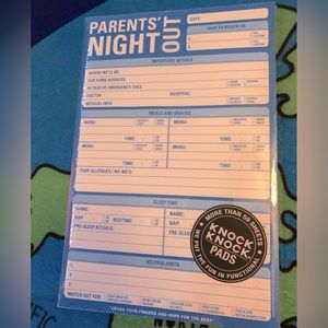 ✍🏼Parents’ Night Out Knock Knock Notepad💙